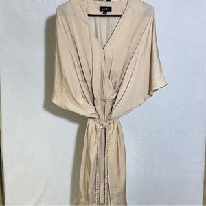Stunning Large GGO Neutral Beige Wrap Dress with Braided Tie